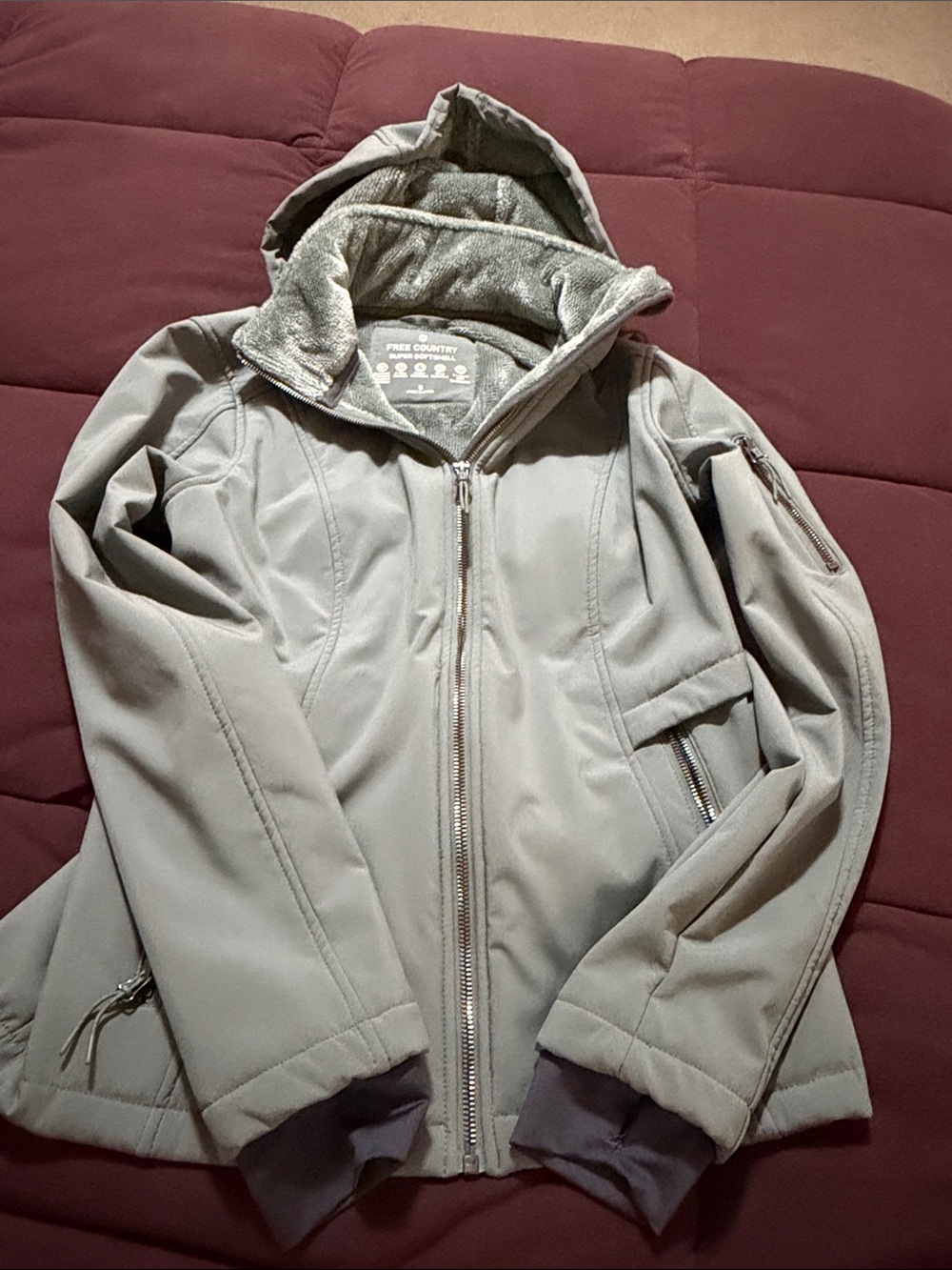 Free Country Light Gray Hooded Softshell Jacket